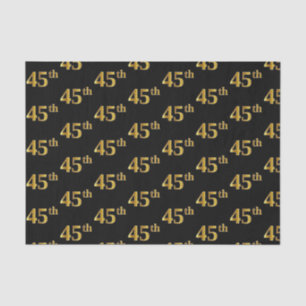 Black, Faux Gold 45th (Forty-Fifth) Event Tissue Paper