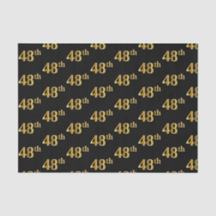 Black, Faux Gold 48th (Forty-Eighth) Event Tissue Paper