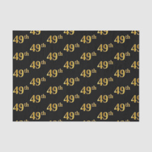 Black, Faux Gold 49th (Forty-Ninth) Event Tissue Paper