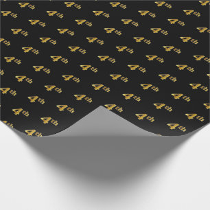 Black, Faux Gold 4th (Fourth) Event Wrapping Paper