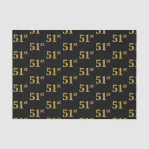 Black, Faux Gold 51st (Fifty-First) Event Tissue Paper