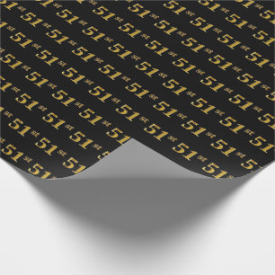 Black, Faux Gold 51st (Fifty-First) Event Wrapping Paper