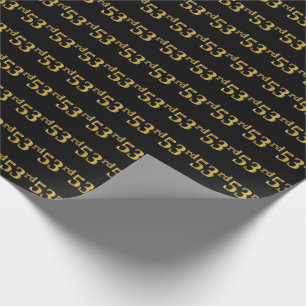 Black, Faux Gold 53rd (Fifty-Third) Event Wrapping Paper