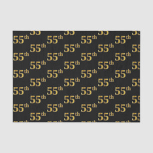 Black, Faux Gold 55th (Fifty-Fifth) Event Tissue Paper