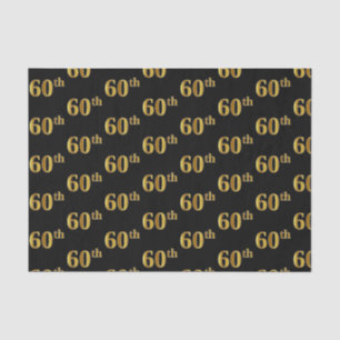 Black, Faux Gold 60th (Sixtieth) Event Tissue Paper