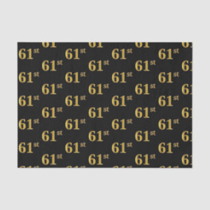 Black, Faux Gold 61st (Sixty-First) Event Tissue Paper