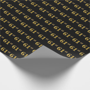 Black, Faux Gold 61st (Sixty-First) Event Wrapping Paper