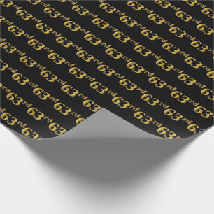 Black, Faux Gold 63rd (Sixty-Third) Event Wrapping Paper