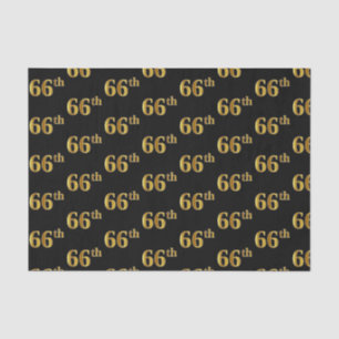Black, Faux Gold 66th (Sixty-Sixth) Event Tissue Paper