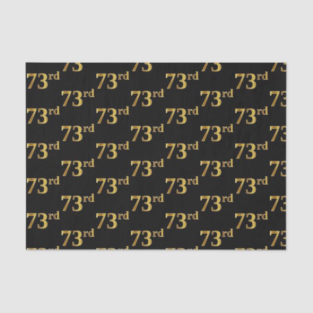 Black, Faux Gold 73rd (Seventy-Third) Event Tissue Paper (Front)