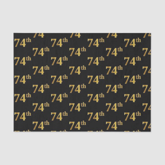 Black, Faux Gold 74th (Seventy-Fourth) Event Tissue Paper (Front)