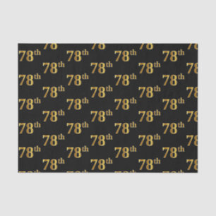 Black, Faux Gold 78th (Seventy-Eighth) Event Tissue Paper