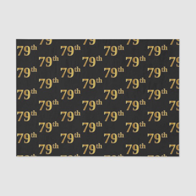 Black, Faux Gold 79th (Seventy-Ninth) Event Tissue Paper (Front)