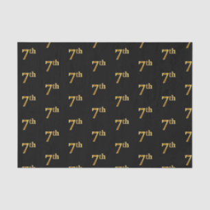 Black, Faux Gold 7th (Seventh) Event Tissue Paper