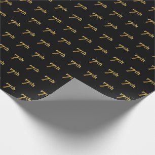 Black, Faux Gold 7th (Seventh) Event Wrapping Paper