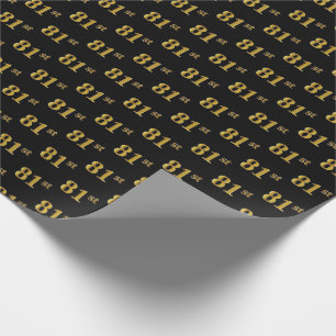 Black, Faux Gold 81st (Eighty-First) Event Wrapping Paper