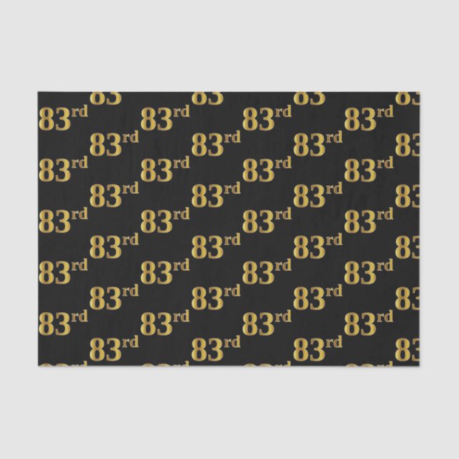 Black, Faux Gold 83rd (Eighty-Third) Event Tissue Paper (Front)