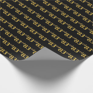 Black, Faux Gold 83rd (Eighty-Third) Event Wrapping Paper