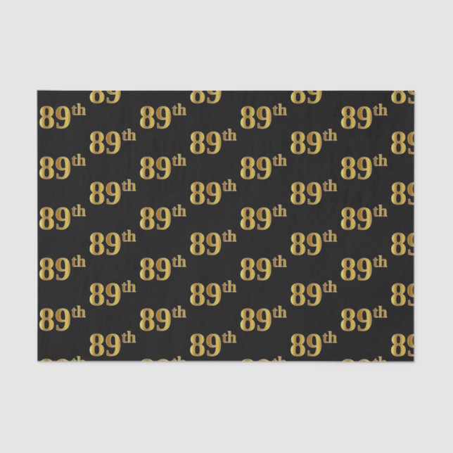 Black, Faux Gold 89th (Eighty-Ninth) Event Tissue Paper (Front)