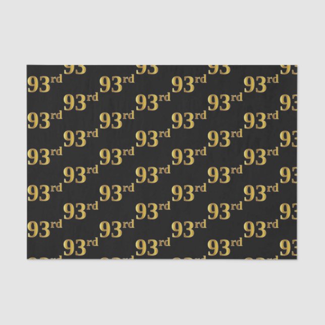 Black, Faux Gold 93rd (Ninety-Third) Event Tissue Paper (Front)