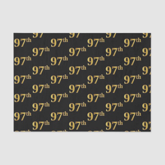 Black, Faux Gold 97th (Ninety-Seventh) Event Tissue Paper (Front)