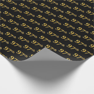 Black, Faux Gold 97th (Ninety-Seventh) Event Wrapping Paper