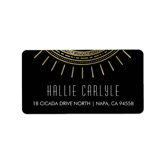 Black & Faux Gold Art Deco Style Return Address Label