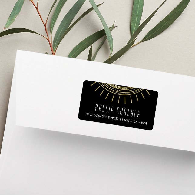 Black & Faux Gold Art Deco Style Return Label (Creator Uploaded)