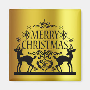 Black Faux Gold Merry Christmas Magnet