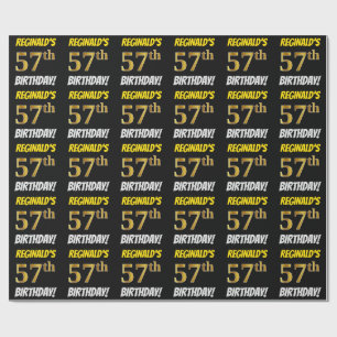 Black, Faux/Imitation Gold, "57th BIRTHDAY" Wrapping Paper