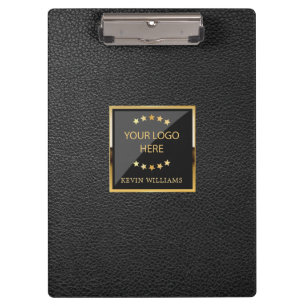 Black Faux Leather Logo Personalised Business Clipboard