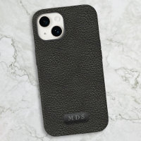 Black Faux Leather Look Classic Monogrammed