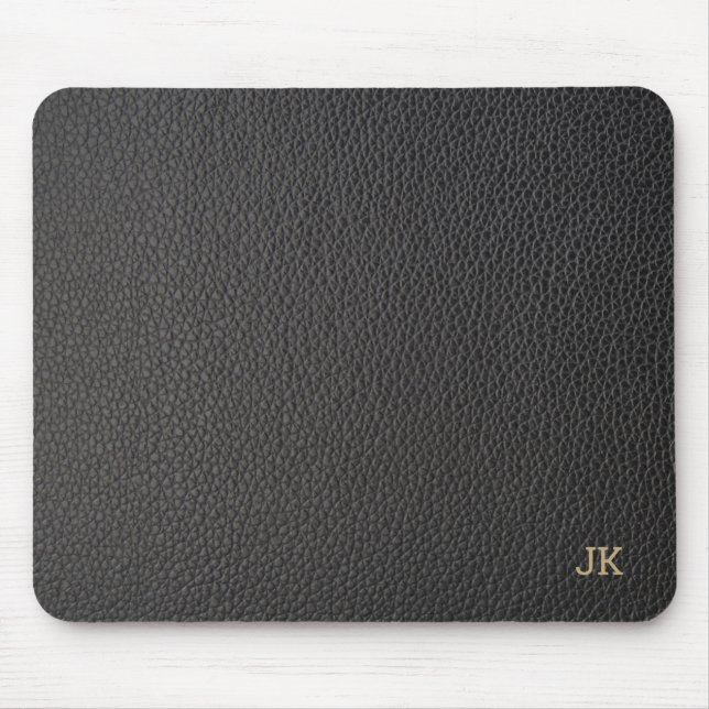 Black Faux Leather Texture Mouse Pad (Front)
