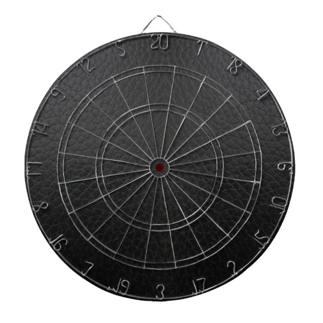 Black faux leather texture print dartboard (Front)