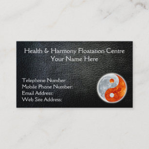 Black Faux Leather Yin-Yang Health Business Cards