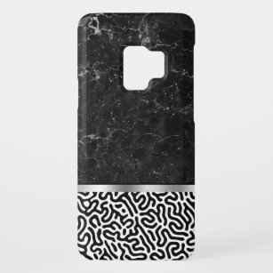 Black faux marble black & white organic pattern Case-Mate samsung galaxy s9 case