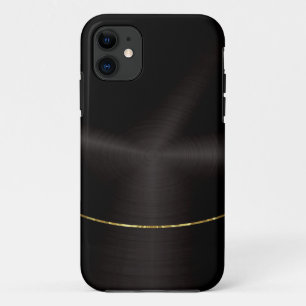 Black faux stainless steel gold accent iPhone 11 case
