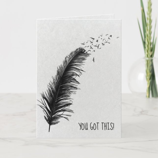 black feather and birds encouragement card (Front)