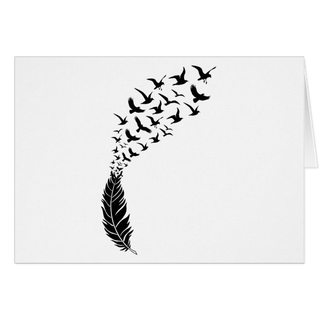 Black feather with flying birds (Front Horizontal)