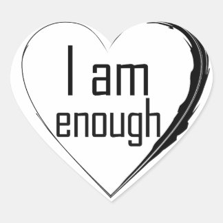 black feathered heart 'I am enough' Sticker