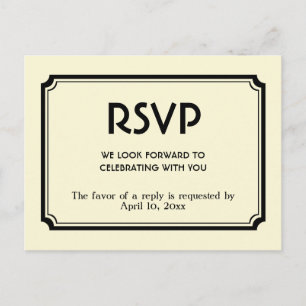 Black felt art deco retro enclosure response card
