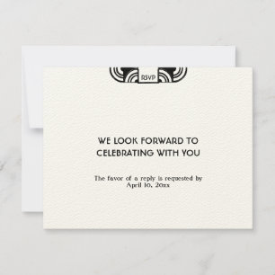 Black felt deco wedding enclosure RSVP response