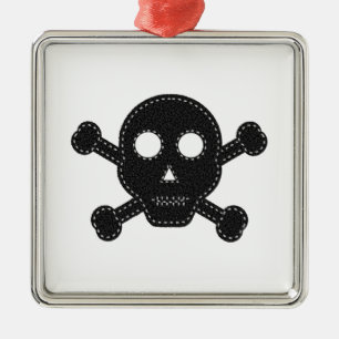 Black Felt Skull Metal Tree Decoration