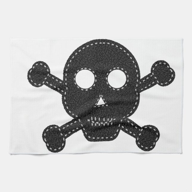 Black Felt Skull Tea Towel (Horizontal)