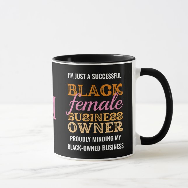 BLACK FEMALE BUSINESS OWNER Monogram Mug (Right)