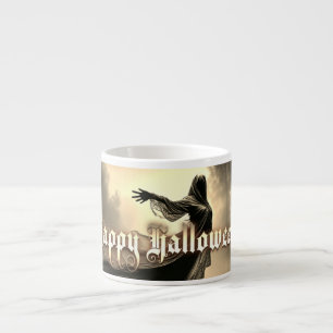 Black Female Ghost in Hellscape - Halloween Espresso Cup