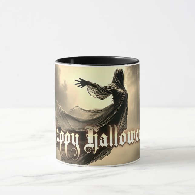 Black Female Ghost in Hellscape - Halloween Mug (Center)