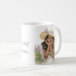 Black Female Lavender Flowers Life is Dream Coffee Mug
