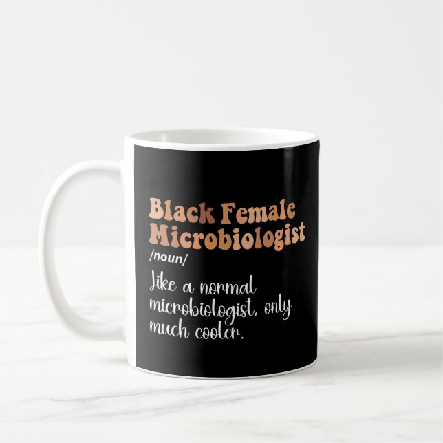Black Female Microbiologist Definition Funny Coffee Mug (Left)