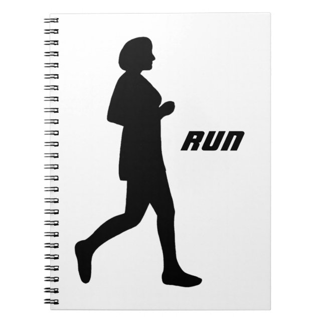 Black Female Silhouette Painting Runner Run Notebook (Front)